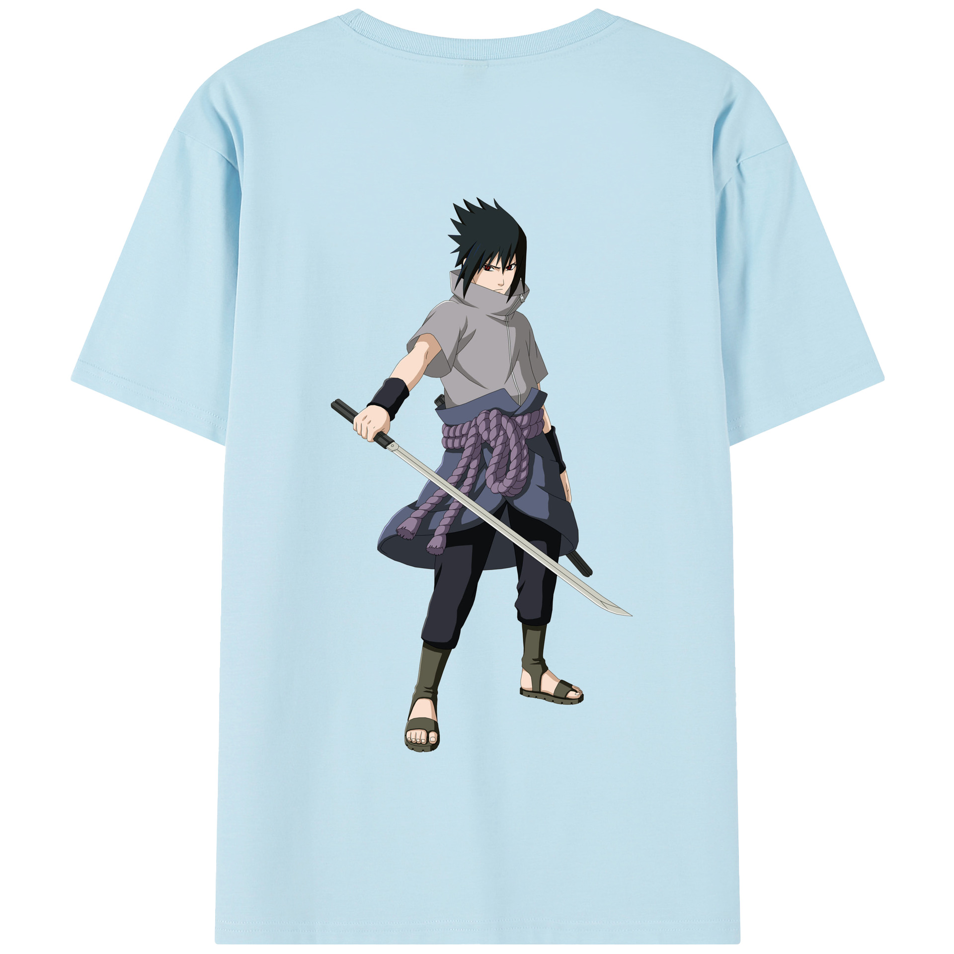 （画像用） NARUTO -ナルト- うちは サスケ Uchiha Sasuke 綿100％半袖Tシャツ（背面プリント）